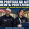Immagine illustrativa: due guardie giurate con fasciature davanti a un pronto soccorso e a un supermercato.